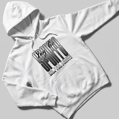 Bold typography Sports Yay Go Do The Thing Win The Points shirt in black, white, and gray — printed on a unisex hoodie