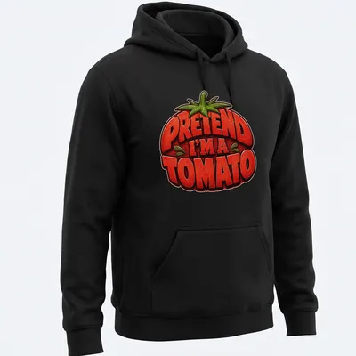 Colorful Halloween t-shirt with a tomato graphic and humorous text — printed on a unisex hoodie