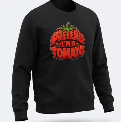 Colorful Halloween t-shirt with a tomato graphic and humorous text — printed on a unisex sweatshirt