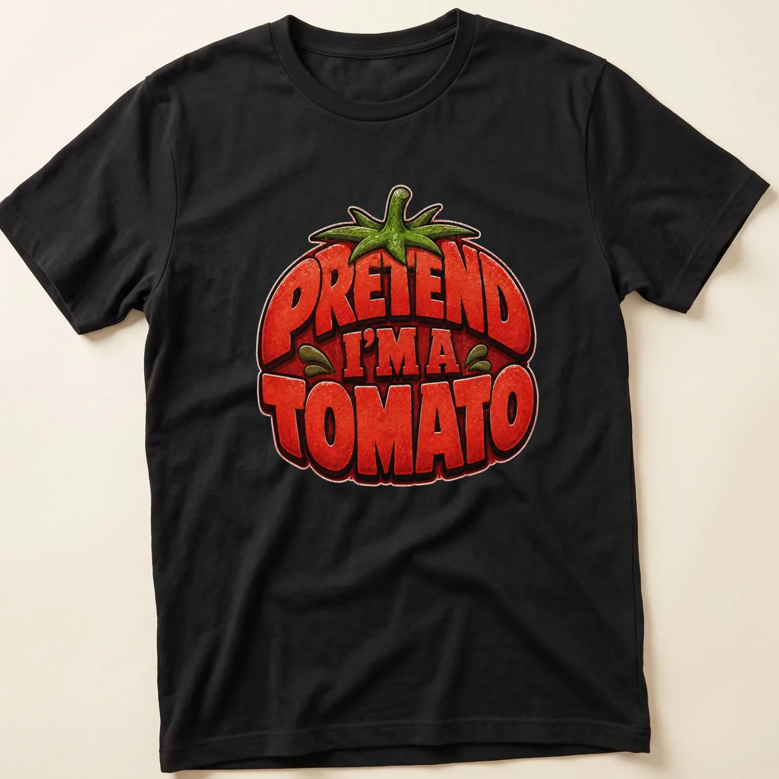 Colorful Halloween t-shirt with a tomato graphic and humorous text — printed on a unisex t-shirt