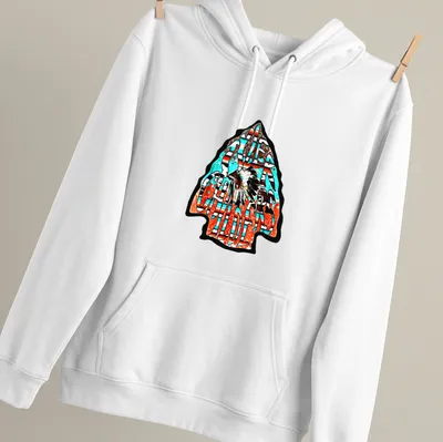 Vintage T-shirt featuring Tyler Childers name and an arrowhead design with feathers — printed on a unisex hoodie