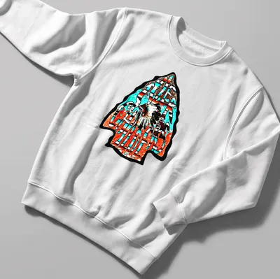 Vintage T-shirt featuring Tyler Childers name and an arrowhead design with feathers — printed on a unisex sweatshirt