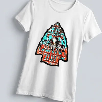 Vintage T-shirt featuring Tyler Childers name and an arrowhead design with feathers — printed on a women's shirt