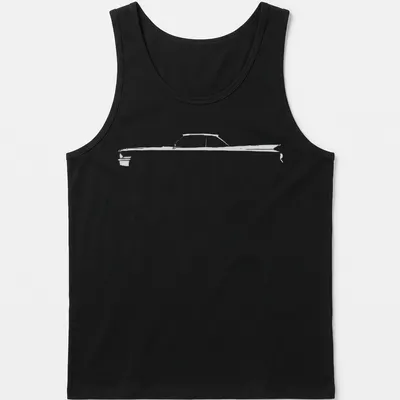 Silhouette of a vintage American luxury car in black and white. — printed on a tank top