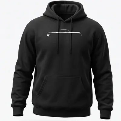 Silhouette of a vintage American luxury car in black and white. — printed on a unisex hoodie