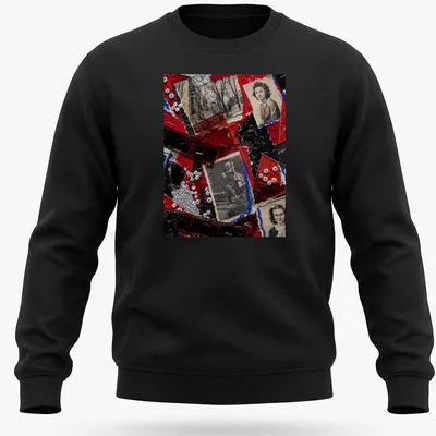 Collage of vintage photographs with the text 'Filming Lost Time' in red, black, white, blue, and silver. — printed on a unisex sweatshirt