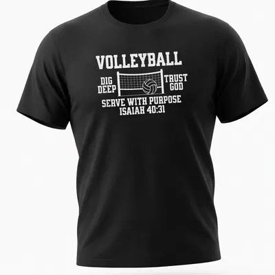 Bold typography Volleyball Dig Deep Trust God Serve With Purpose T-shirt