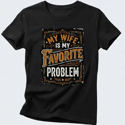Vintage distressed t-shirt featuring humorous text about marriage in black, orange, and white. — printed on a women's shirt