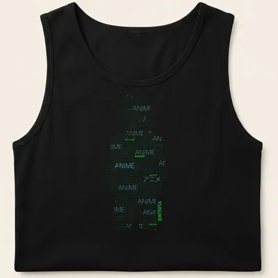 Anime-inspired design featuring a dynamic character illustration — printed on a tank top